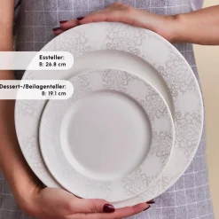 Karaca Forever Bone China New Olio 53-teiliges Tafelservice für 12 Personen, Weiß Beyaz New