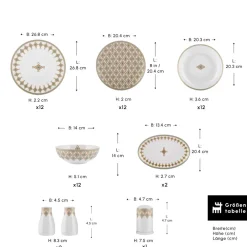 Karaca Forever Bone Dorothy, 53-teiliges Tafelservice für 12 Personen Gold Best