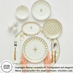 Karaca Forever Bone Dorothy, 53-teiliges Tafelservice für 12 Personen Gold Best