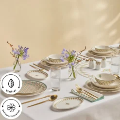 Karaca Forever Bone Dorothy, 53-teiliges Tafelservice für 12 Personen Gold Best