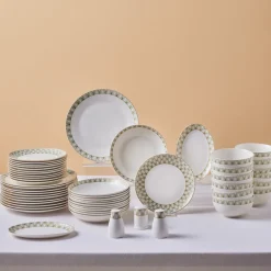 Karaca Forever Bone Emerald, 53-teiliges Tafelservice für 12 Personen Multıfarben Best