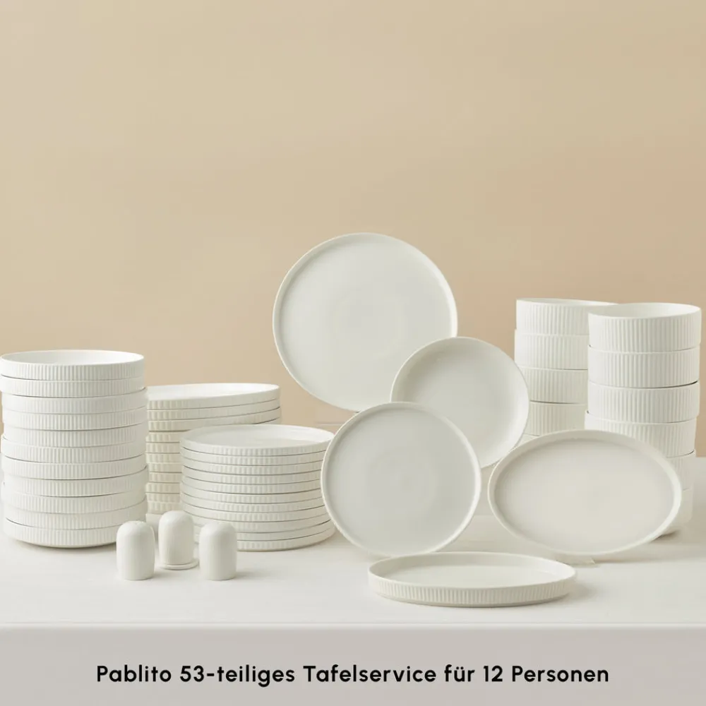 Karaca Forever Bone Pablito 53-Teiliges Tafelservice Für 12 Personen, Weiß Online