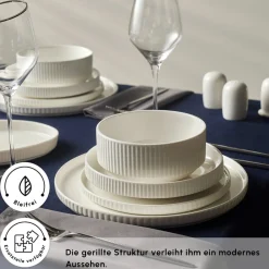 Karaca Forever Bone Pablito 53-Teiliges Tafelservice Für 12 Personen, Weiß Online
