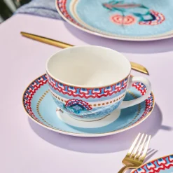 Karaca Forever Bone Spello 26-Teiliges 6-Personen Frühstücksset Blau Blau01 Hot