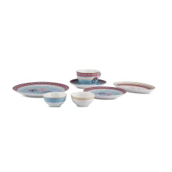 Karaca Forever Bone Spello 26-Teiliges 6-Personen Frühstücksset Blau Blau01 Hot