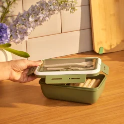 Karaca Fusca Lunchbox mit Gabel und Löffel Grün Discount