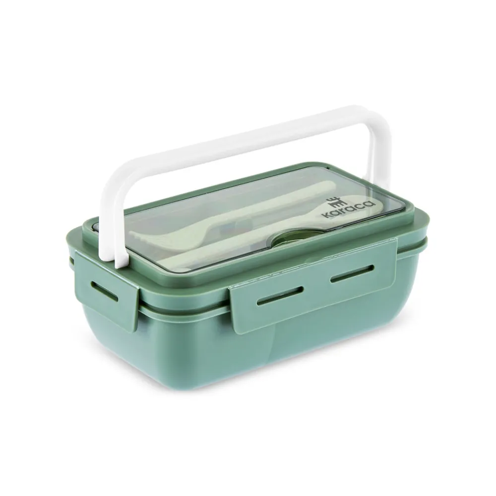 Karaca Fusca Lunchbox mit Gabel und Löffel Grün Discount