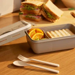 Karaca Fusca Lunchbox mit Gabel und Löffel Grau Hot