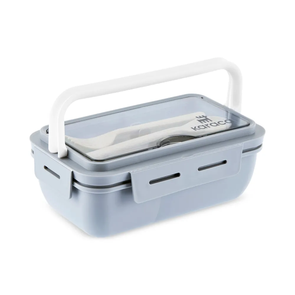 Karaca Fusca Lunchbox mit Gabel und Löffel Grau Hot