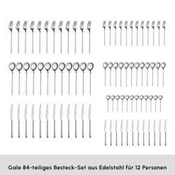Karaca Gale Elegance 12-Personen 84-Teiliges Besteckset Platın Best