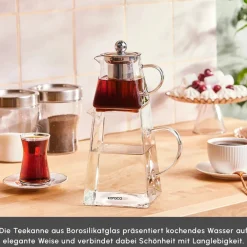 Karaca Giza Gläserne Teekanne Farblös Hot