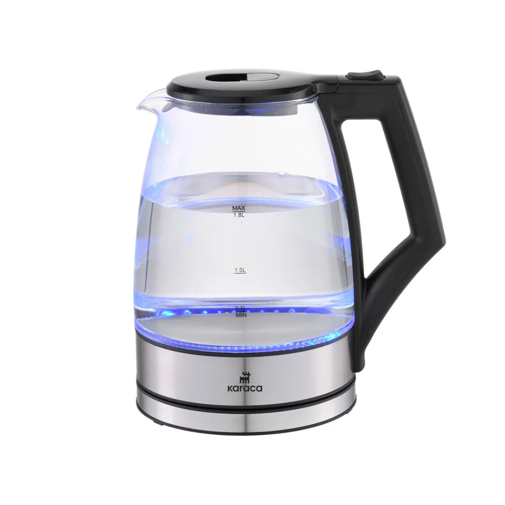 Karaca Glacia Glas Wasserkocher, 2200W, 1,8L, Transparent Hot