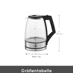 Karaca Glacia Glas Wasserkocher, 2200W, 1,8L, Transparent Hot