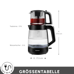 Karaca Glass Tea XL 2 in 1 Glas-Teemaschine Space Gray Space Grau Outlet