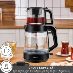 Karaca Glass Tea XL 2 in 1 Glas-Teemaschine Space Gray Space Grau Outlet