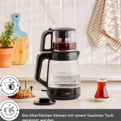 Karaca Glass Tea XL 2 in 1 Glas-Teemaschine Space Gray Space Grau Outlet