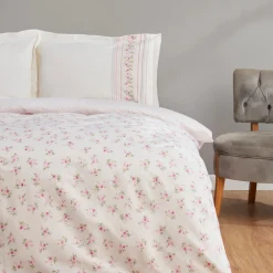 Karaca Glen Doppel Bettwäscheset 100% Baumwolle Rosa 200x220 Cm Pınk