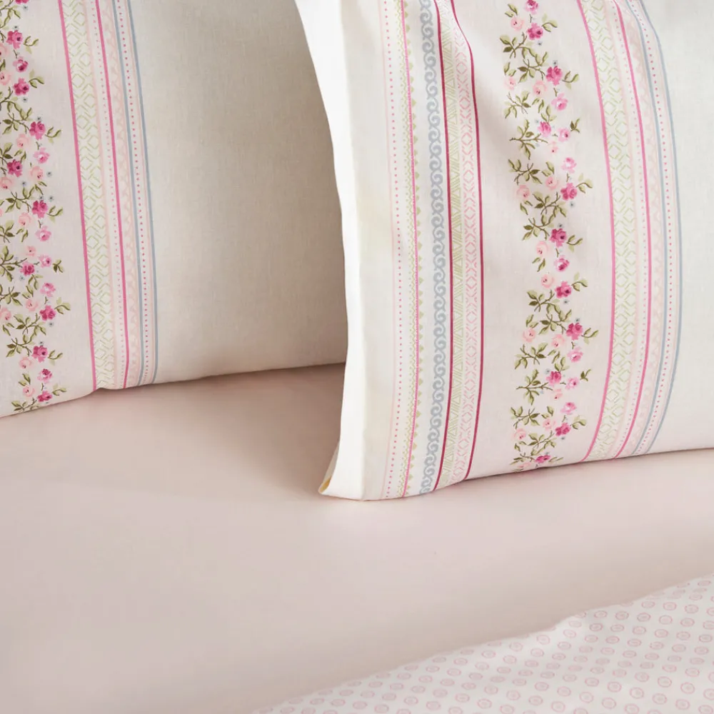 Karaca Glen Doppel Bettwäscheset 100% Baumwolle Rosa 200x220 Cm Pınk