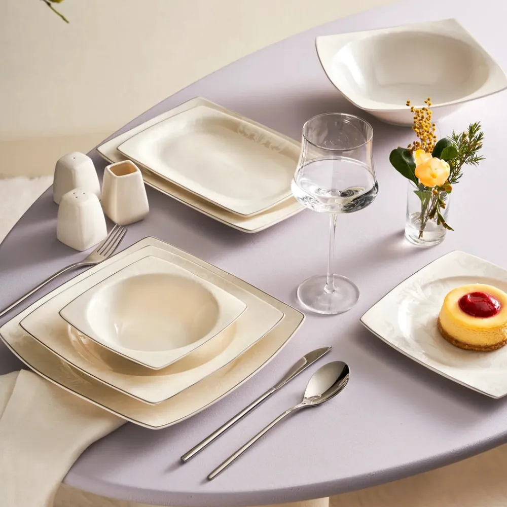 Karaca Glint New Generation Bone Geschirr-Set 57 Teilig für 12 Personen Weıß01 Hot
