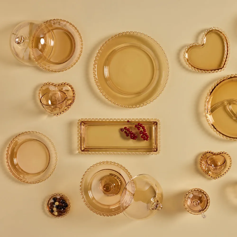 Karaca Glory Herzschale, 13 cm Amber