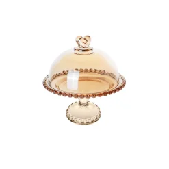 Karaca Glory Kuchenständer mit Fuß, 19 cm Material: Glas Amber Outlet