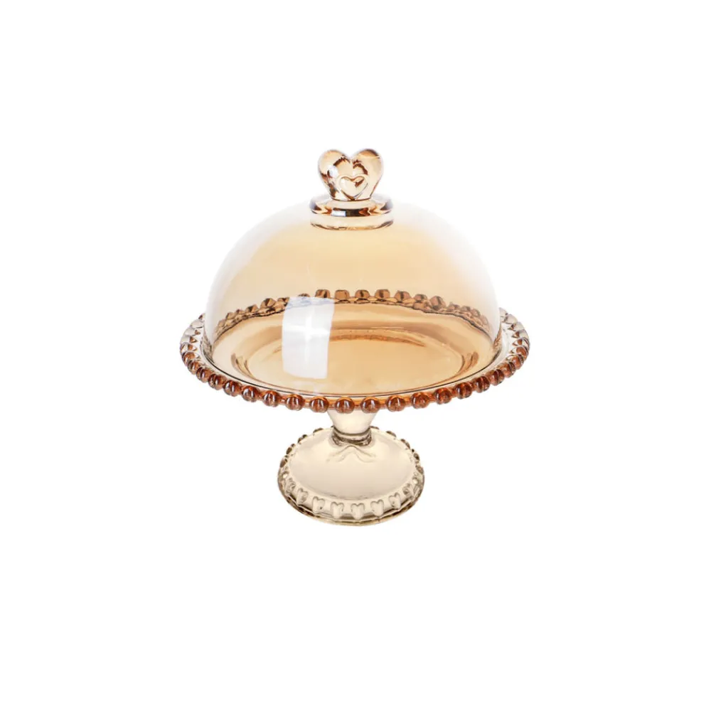 Karaca Glory Kuchenständer mit Fuß, 19 cm Material: Glas Amber Outlet