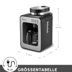Karaca Grindmaestro Filter-Kaffeemaschine mit Eingebaute Kaffeemühle, 0,5L, 600W, Inox Grau02 Best