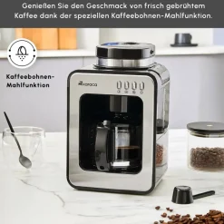Karaca Grindmaestro Filter-Kaffeemaschine mit Eingebaute Kaffeemühle, 0,5L, 600W, Inox Grau02 Best