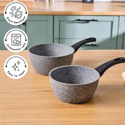 Karaca Gris Biogranit Induktions Milchtopf-Set, 2 Teilig Grau02 Best