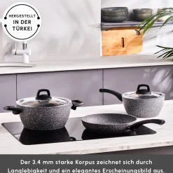 Karaca Gris Biogranite Induktion-Basis Kochgeschirr-Set, 5 Teilig Grau02 Best