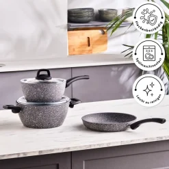 Karaca Gris Biogranite Induktion-Basis Kochgeschirr-Set, 5 Teilig Grau02 Best