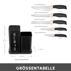Karaca Gusto Schwarzes 12-teiliges Messer-/Schneidebrett-Set Schwarz01 Best