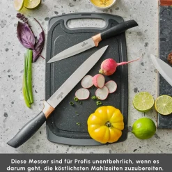 Karaca Gusto Schwarzes 12-teiliges Messer-/Schneidebrett-Set Schwarz01 Best