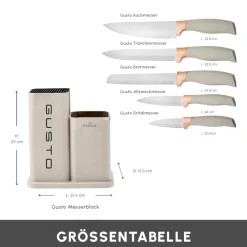 Karaca Gusto 12-teiliges Messer-/Schneidebrett-Set in Creme Creme01 Hot