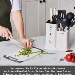 Karaca Gusto 12-teiliges Messer-/Schneidebrett-Set in Creme Creme01 Hot