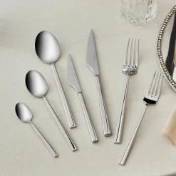 Karaca Halley 91-teiliges Edelstahl-Besteckset mit Servierbesteck für 12 Personen, Silber Sılber Hot