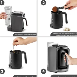 Karaca Hatır Aqua Wassertank Automatische Türkische Kaffeemaschine Galaxy Grey New