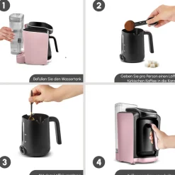 Karaca Hatır Aqua Wassertank Automatische Türkische Kaffeemaschine Rose Gold New