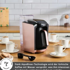 Karaca Hatır Aqua Wassertank Automatische Türkische Kaffeemaschine Rose Gold New