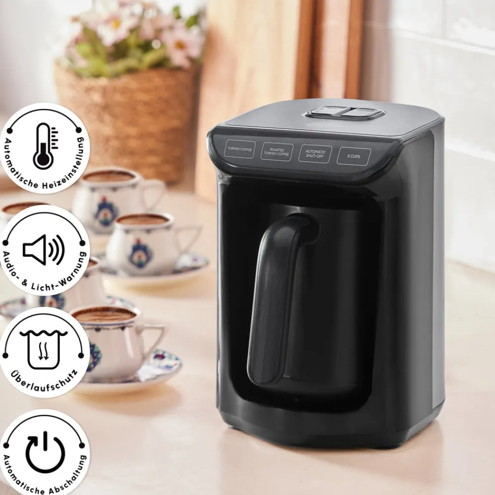 Karaca Hatır Kaffeemaschine mit Röstfunktion Shiny Black, 535 W Glänzend Schwarz Hot