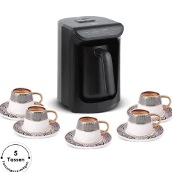 Karaca Hatır Kaffeemaschine mit Röstfunktion Shiny Black, 535 W Glänzend Schwarz Hot