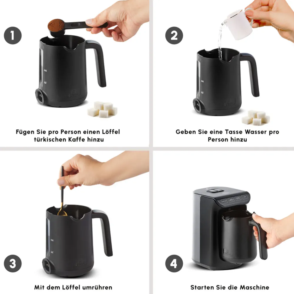 Karaca Hatır Kaffeemaschine mit Röstfunktion Shiny Black, 535 W Glänzend Schwarz Hot
