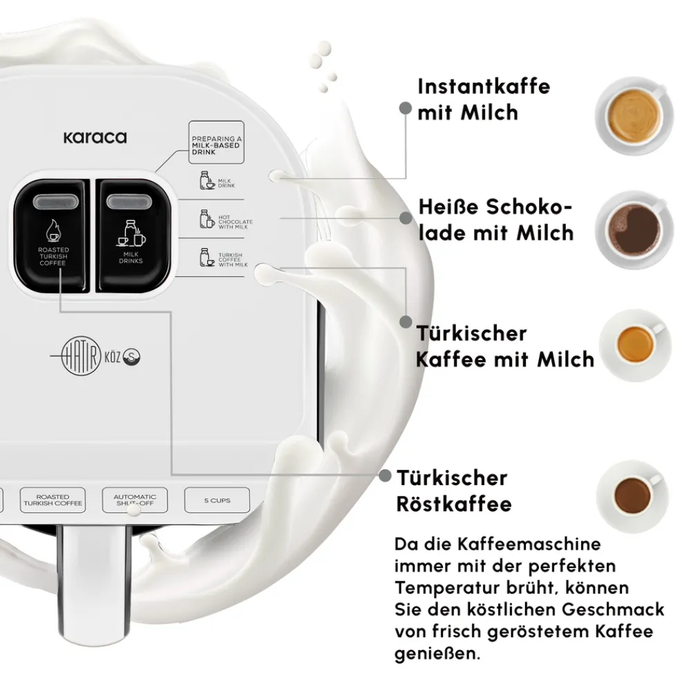 Karaca Hatır Koz Milky Türkische Kaffeemaschine Weiß Whıte New