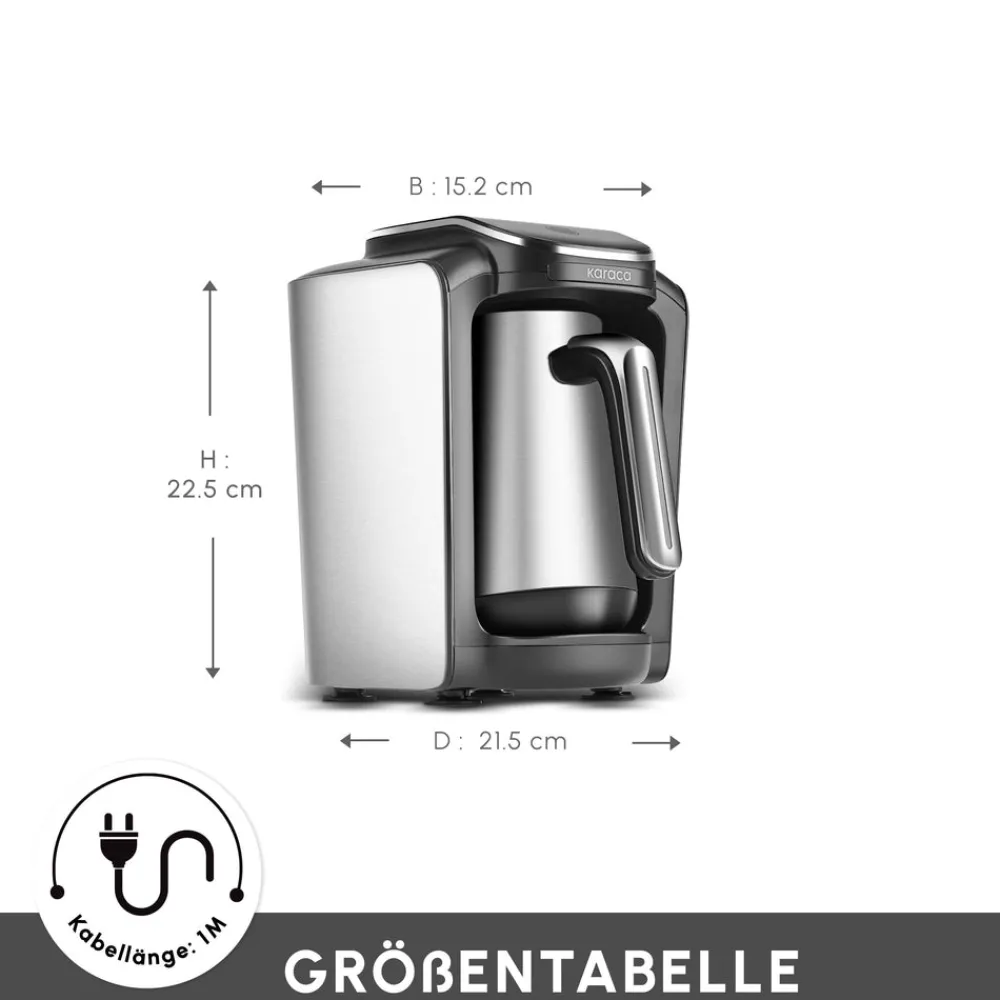 Karaca Hatır Neo Inox türkische Kaffeemaschine mit Edelstahl-Kanne New