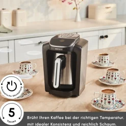 Karaca Hatır Neo Inox türkische Kaffeemaschine mit Edelstahl-Kanne New