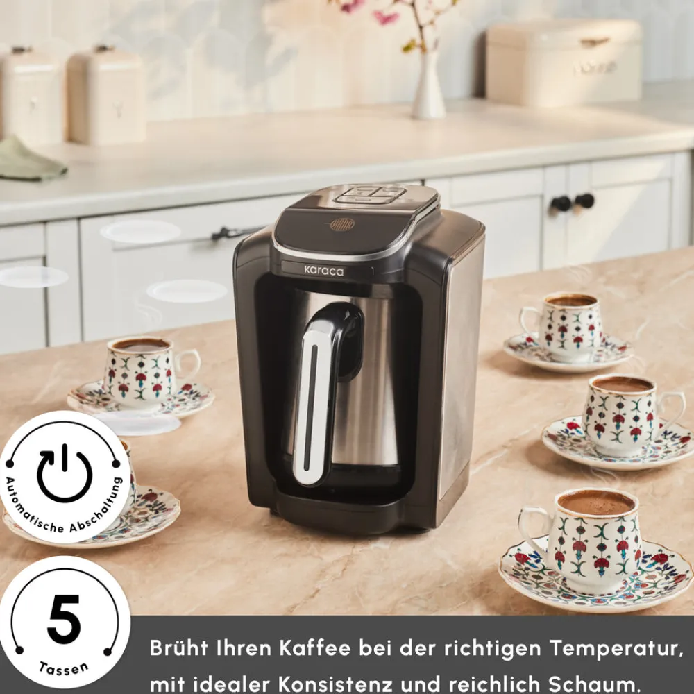 Karaca Hatır Neo Inox türkische Kaffeemaschine mit Edelstahl-Kanne New