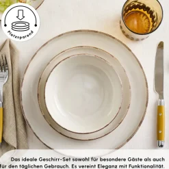 Karaca Hekka 6 Personen Geschirrset, 18 Teilig Beıge01 New