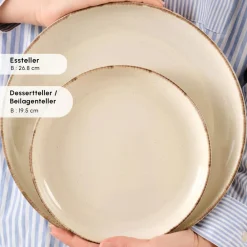 Karaca Hekka 6 Personen Geschirrset, 18 Teilig Beıge01 New