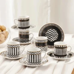 Karaca Helenistik für 6 Personen Kaffeetasse, 80 ml Schwarz01
