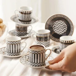 Karaca Helenistik für 6 Personen Kaffeetasse, 80 ml Schwarz01